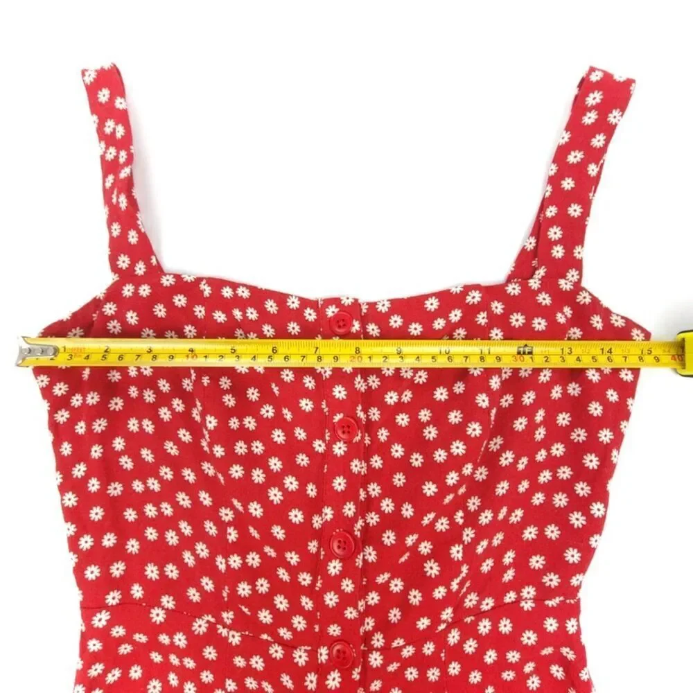NEW Reformation Della Jumpsuit Wide Leg Button Down Crop Dallas Floral Red Daisy